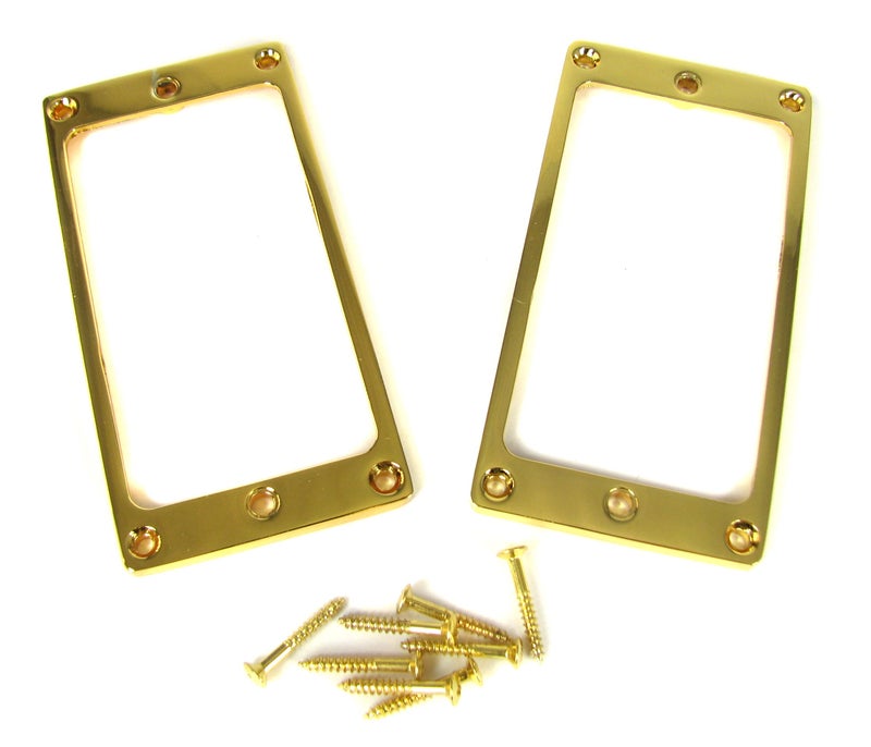 C. B. Gitty 2pc. Gold Humbucker Pickup Mounting Rings for Guitar - Full-Size with Flat Profile - Image 1